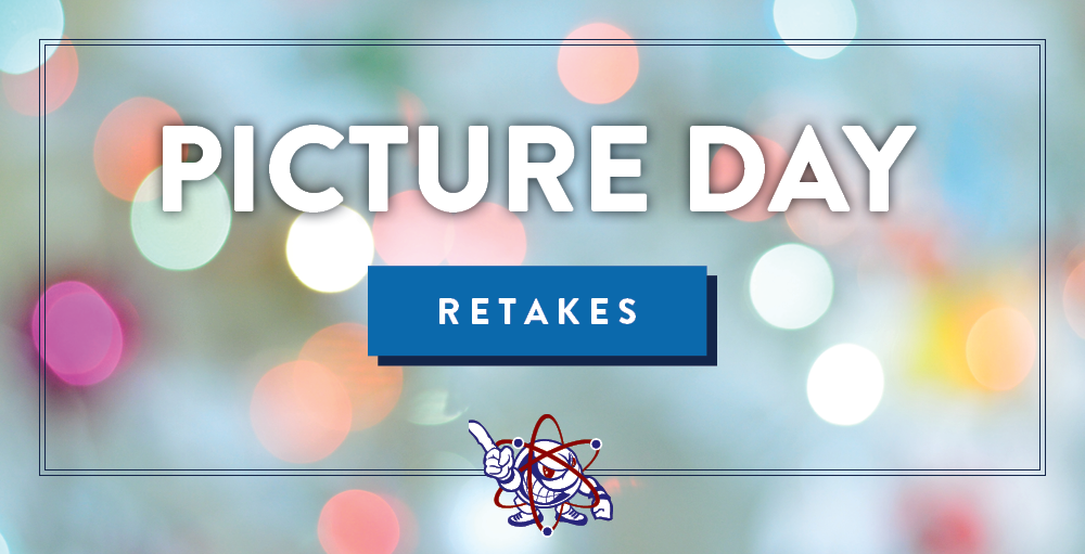 Picture Retake Day will be on Monday, October 21st for Elementary School. Wednesday, October 23rd for Middle School. Thursday, October 24th for High School