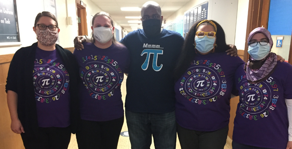 Syracuse Academy of Science middle school project based learning students celebrate Pi Day with a variety of Pi related activities.