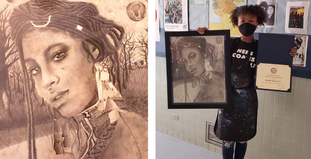 Syracuse Academy of Science high school student, Ranelle Duncan-Letts was recognized by Congressman John Katko for her masterpiece submitted to the Congressional Art Competition.
