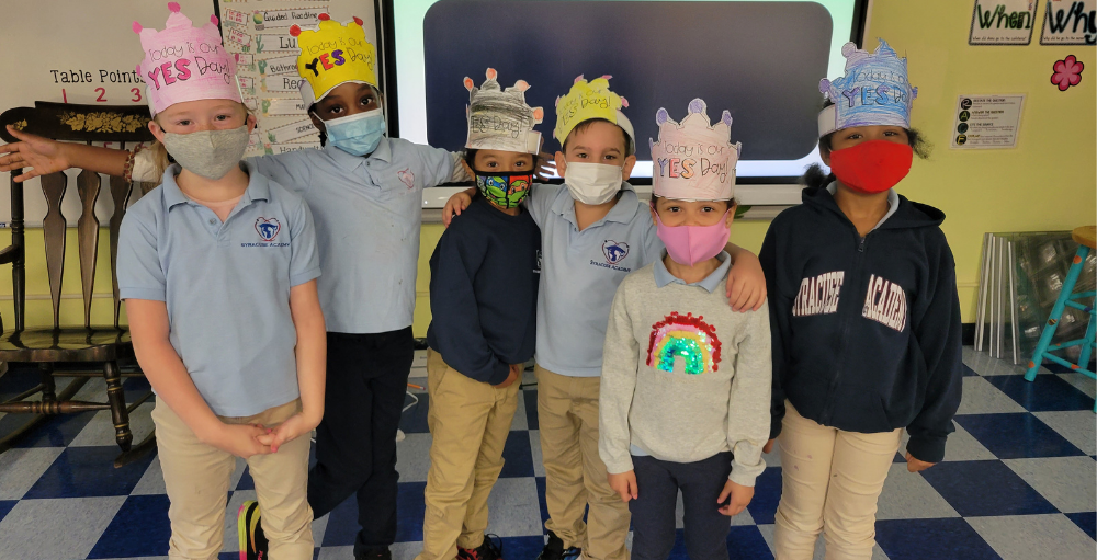 Syracuse Academy of Science elementary school students celebrate the last week of school in style with a Yes Day celebration, complete with their own Yes Day hats.