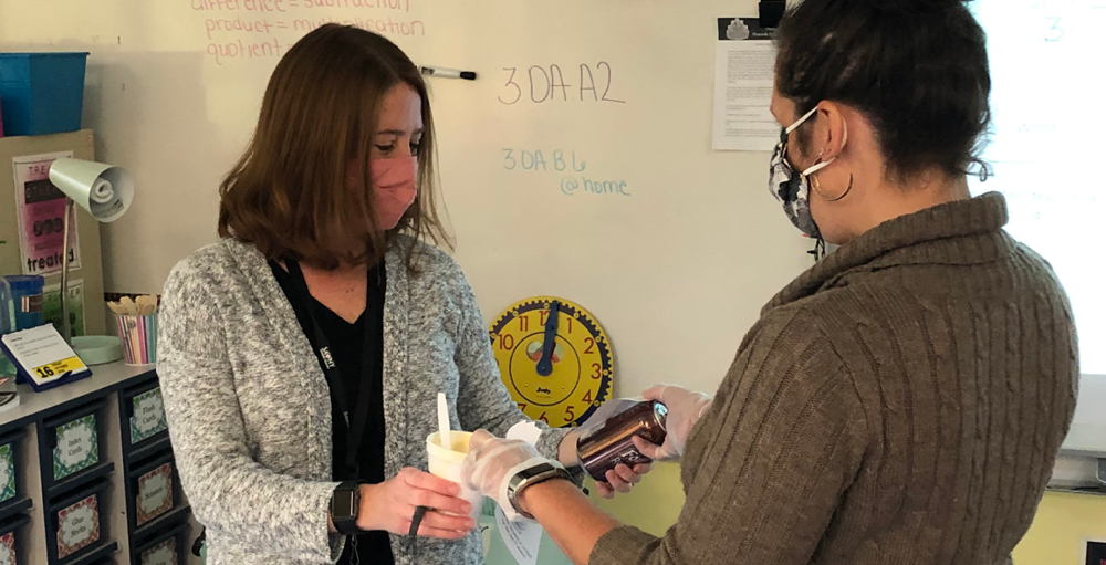 Elementary teachers received a teacher appreciation gift of a root beer float for all their hard work for the past five weeks