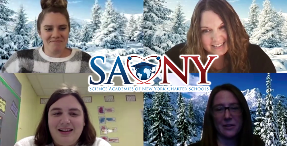 Syracuse Academy of Science elementary school teachers create a special multimedia holiday greeting to wish their students a happy, healthy and safe winter recess.