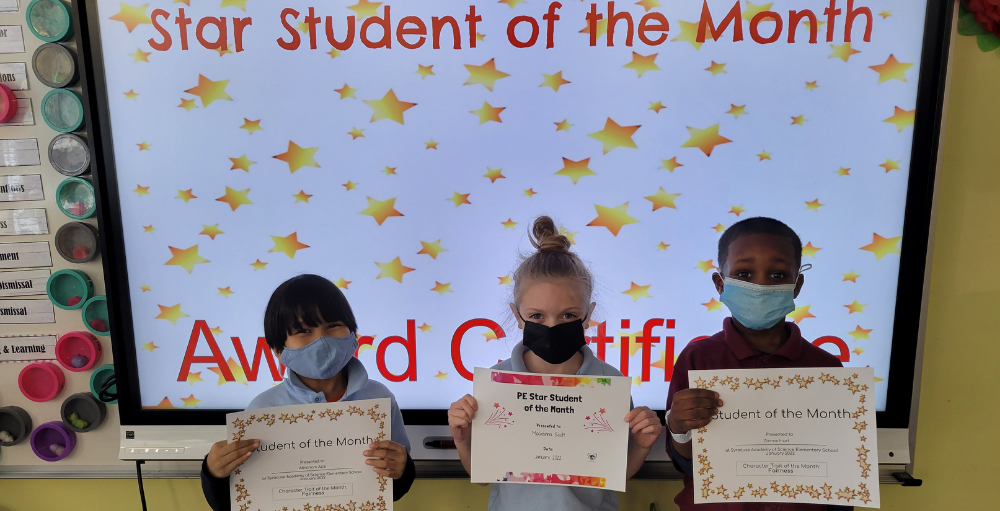 Syracuse Academy of Science elementary school recognized its January Students of the Month for showing the character trait of Fairness by treating everyone equally.