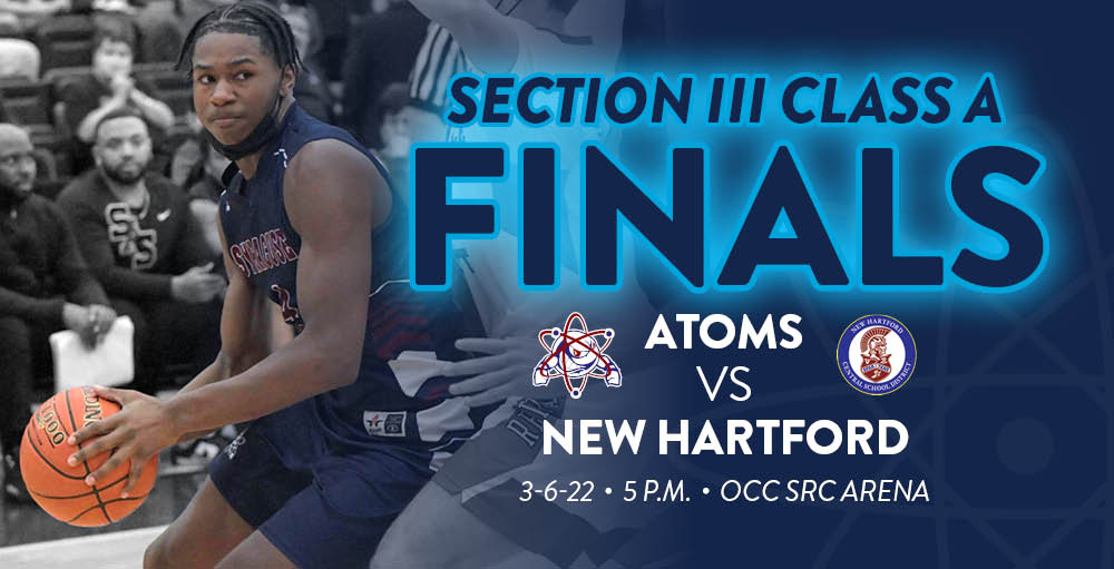 Syracuse Academy of Science Atoms are headed to the Section III Class A Finals on 3/6 at 5 PM at OCC’s SRC Arena. Atoms will face the New Hartford Spartans.