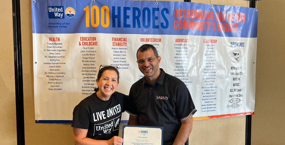 SANY Superintendent Dr. Tolga Hayali was honored and celebrated as one of United Way's 100 Heroes. Dr. Hayali was one of 15 education and childcare heroes awarded.