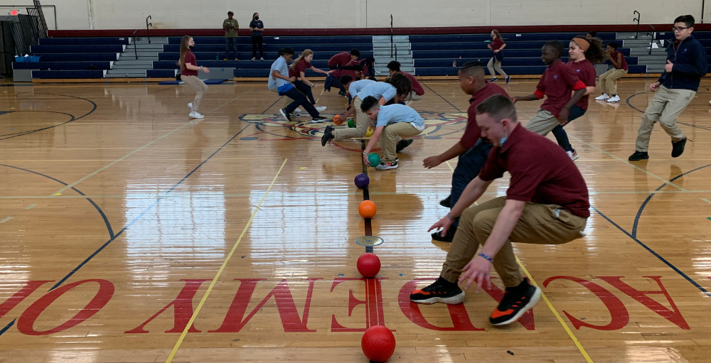 Syracuse Academy of Science middle school’s 7th-grade students celebrate the end of the school year with a friendly competition of Dodgeball.