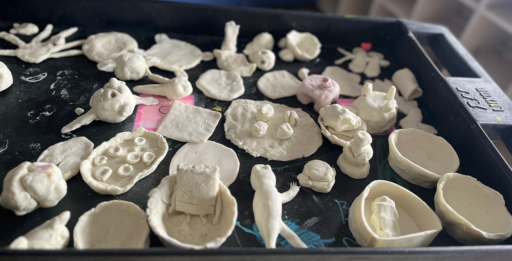 Syracuse Academy of Science 7C Class Designs 3D Shapes out of Clay