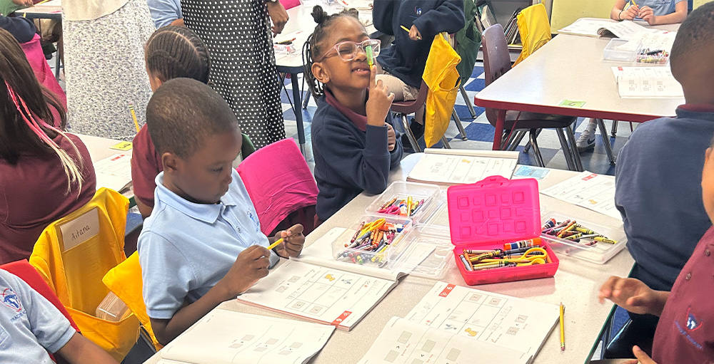 Kindergarteners & 1st Graders at SASCS Enjoy Eureka Math Lessons